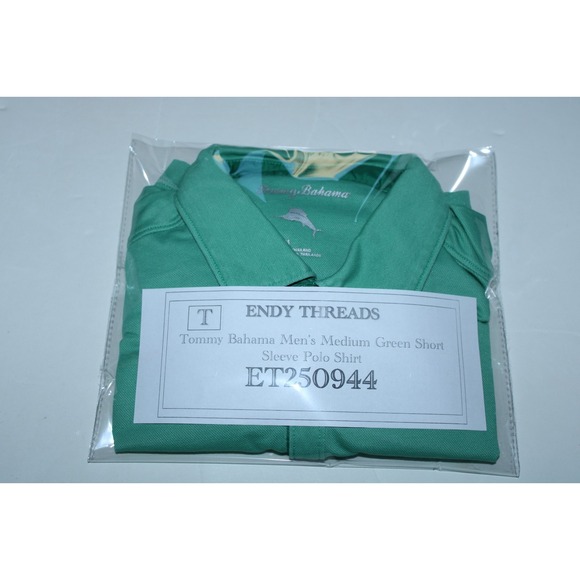 Tommy Bahama Men's Medium Green Short Sleeve Polo Shirt - Picture 9 of 9
